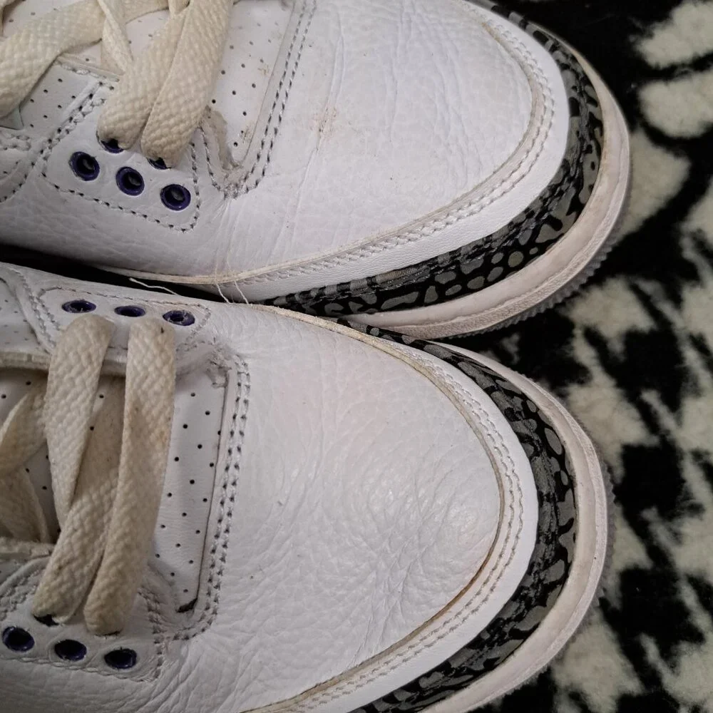%Nike Size 5.5Y Air Jordan 3 Retro GS DM0967-105 White Purple AJ6